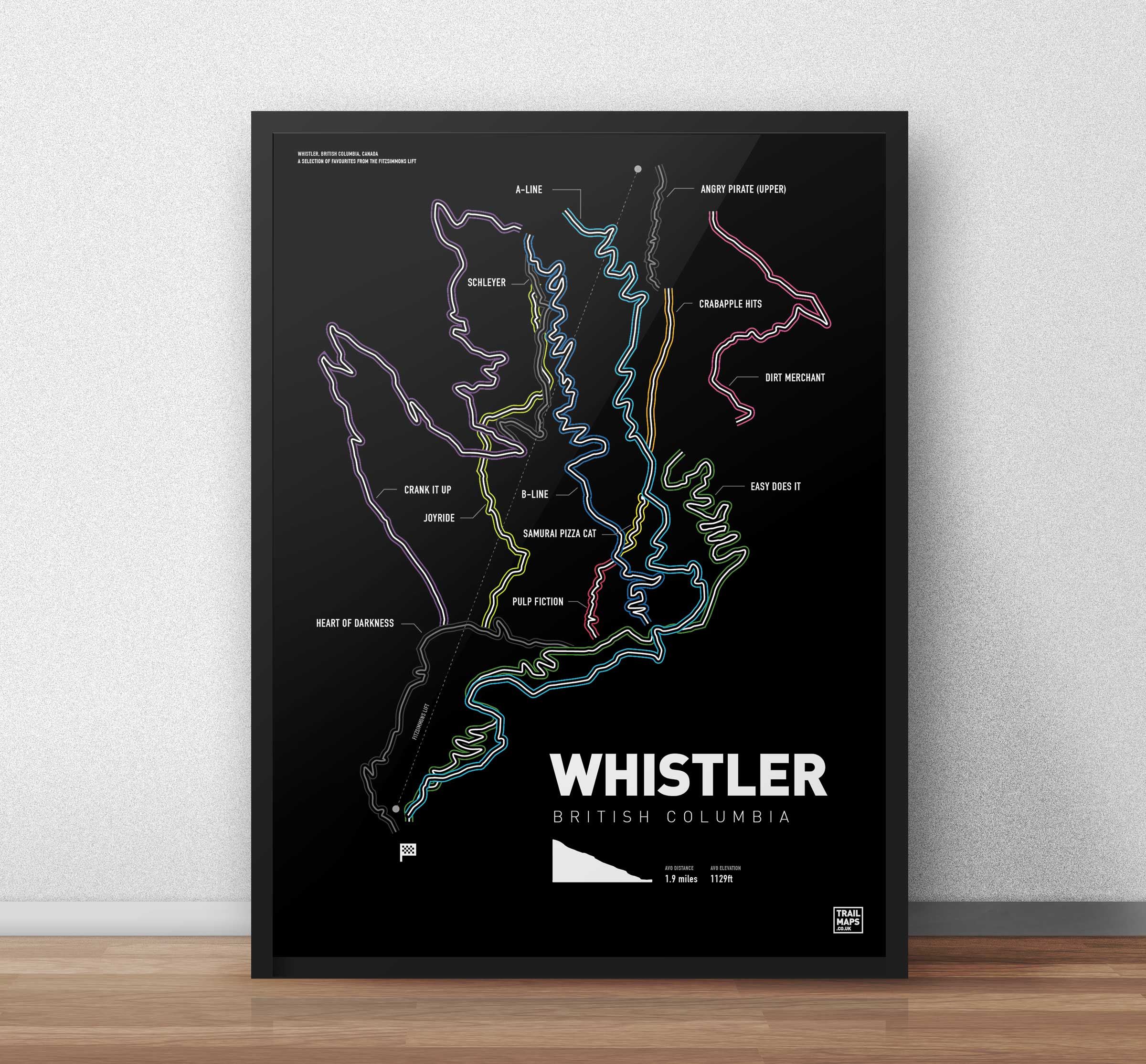 Mtb trail map art sale