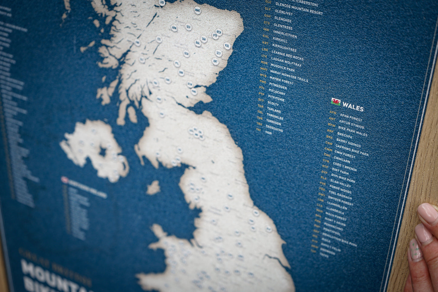 Great British Mountain Biking Push Pin Map
