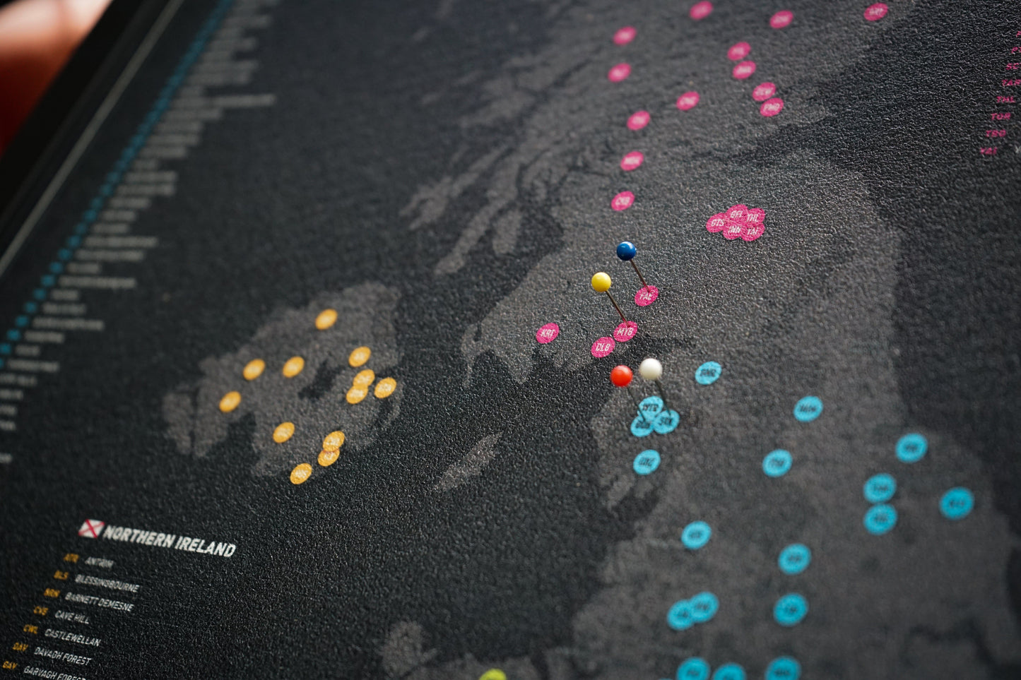 Great British Mountain Biking Push Pin Map