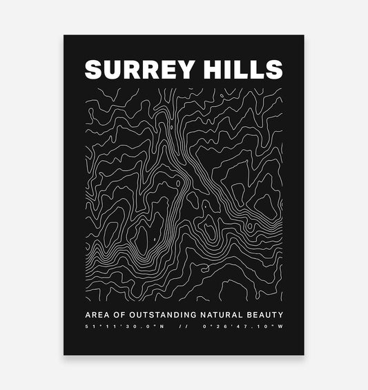 Surrey Hills AONB Contours Art Print