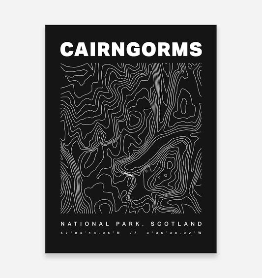 Cairngorms National Park Contours Art Print