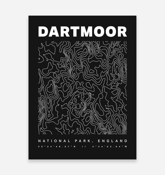 Dartmoor National Park Contours Art Print