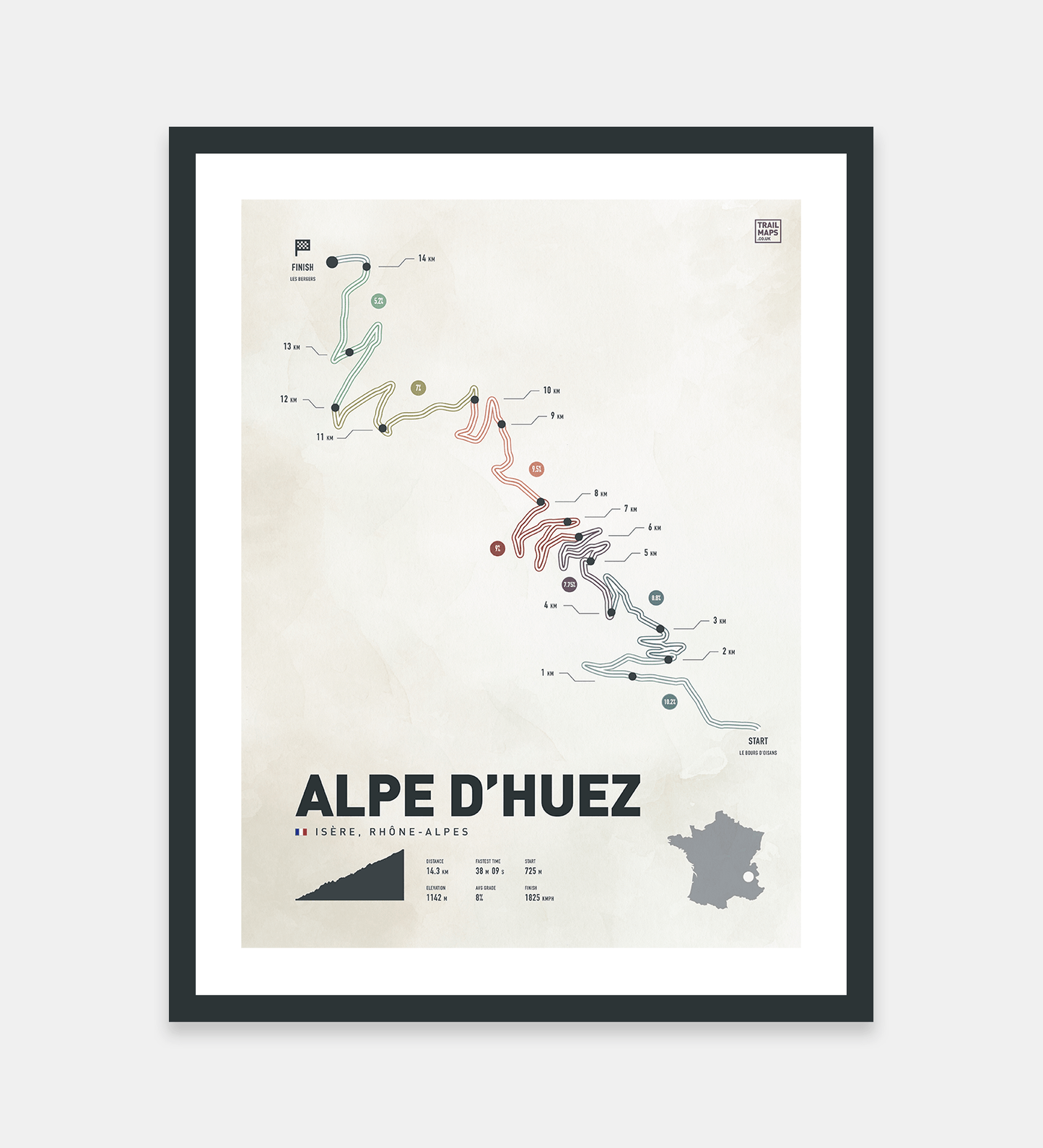 Alpe D'Huez Washed Road Climb Art Print