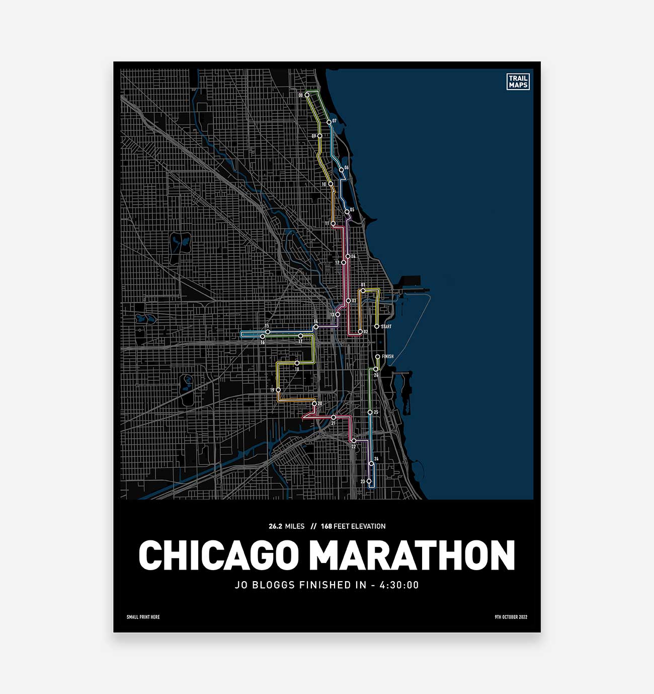 Chicago Marathon 2022 Personalised Art Print