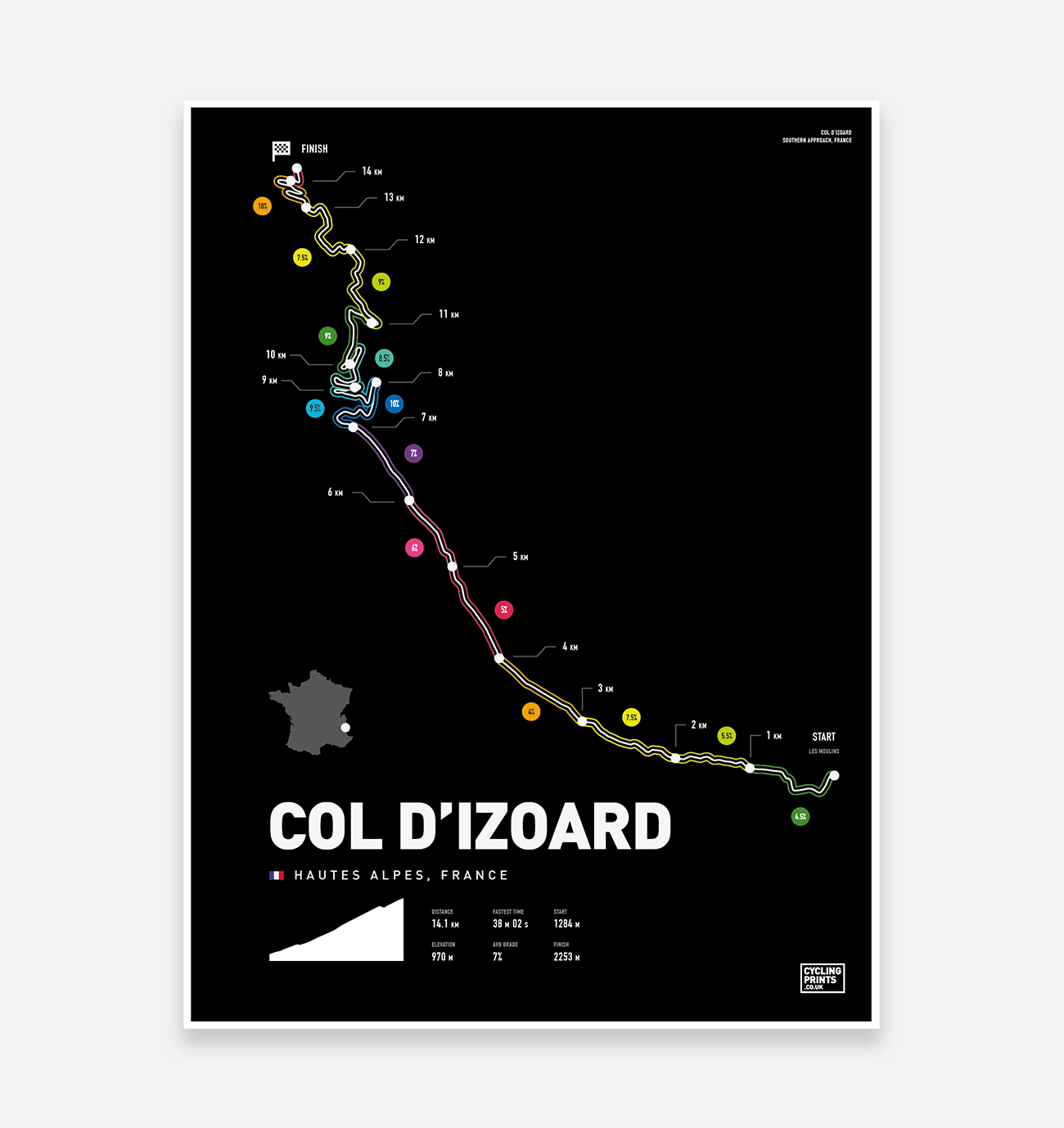 Col D'Izoard | Art Print - TrailMaps.co.uk