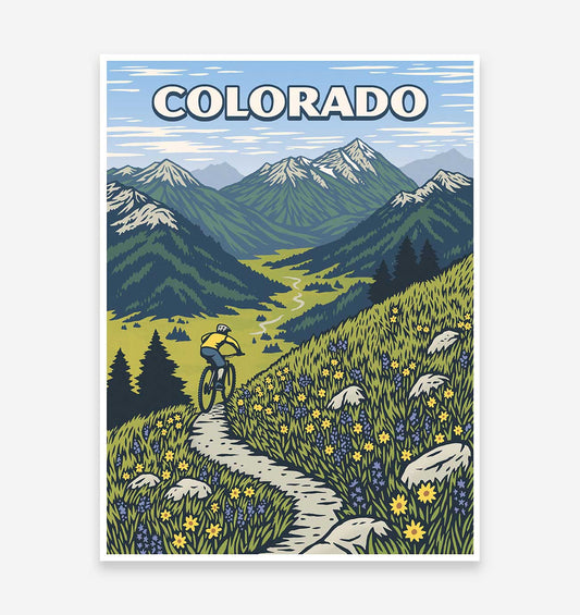 Colorado Mountain Biking Art Print