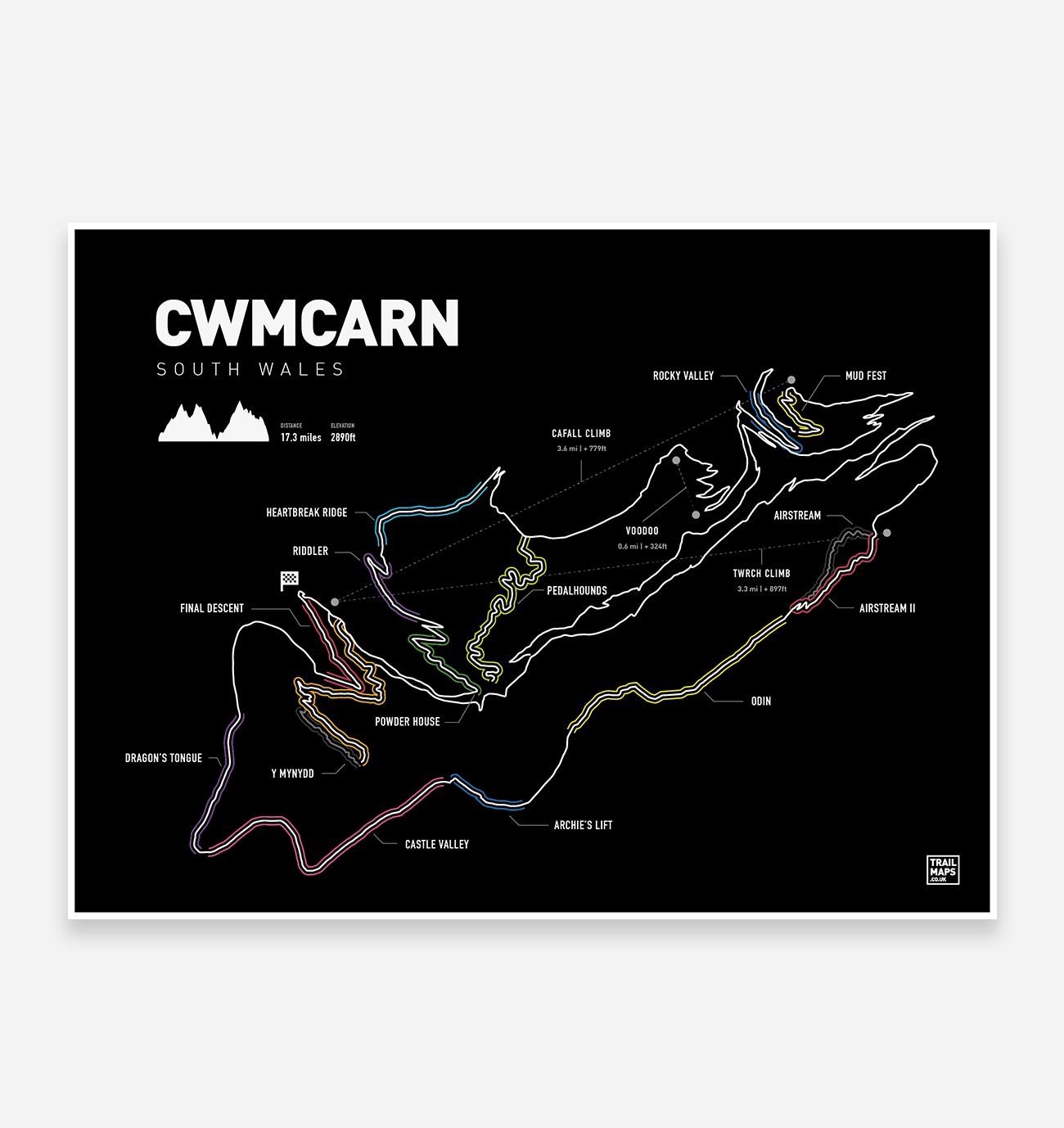 Cwmcarn Art Print - TrailMaps.co.uk