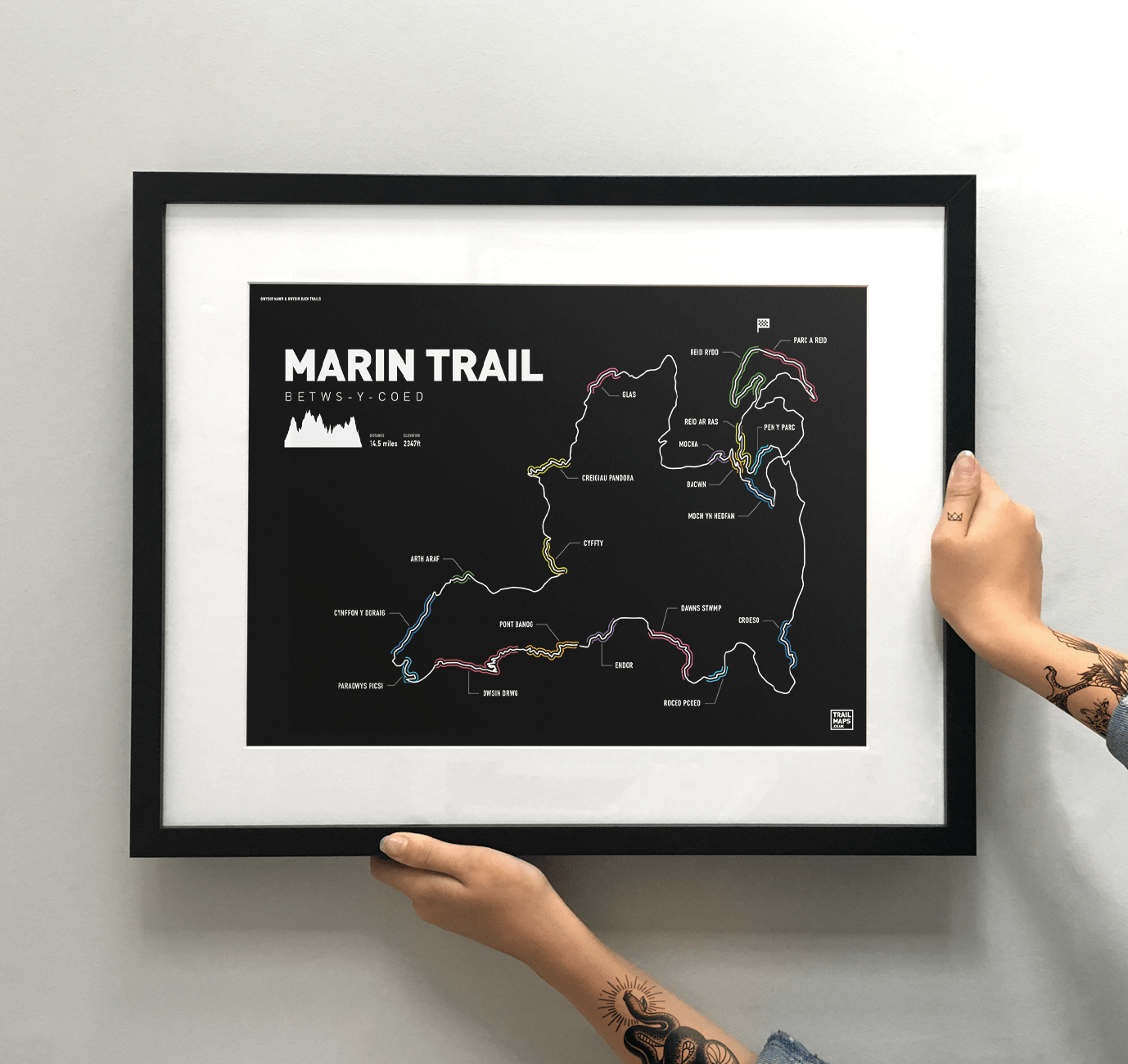 Marin Trail (Gwydir Mawr) Art Print - TrailMaps.co.uk
