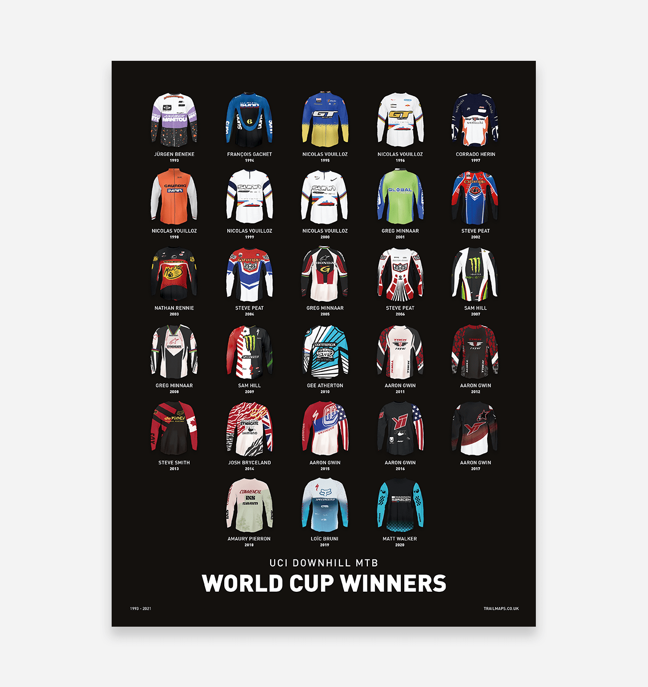 World Cup Downhill Winner Kunstdruck – Schwarz