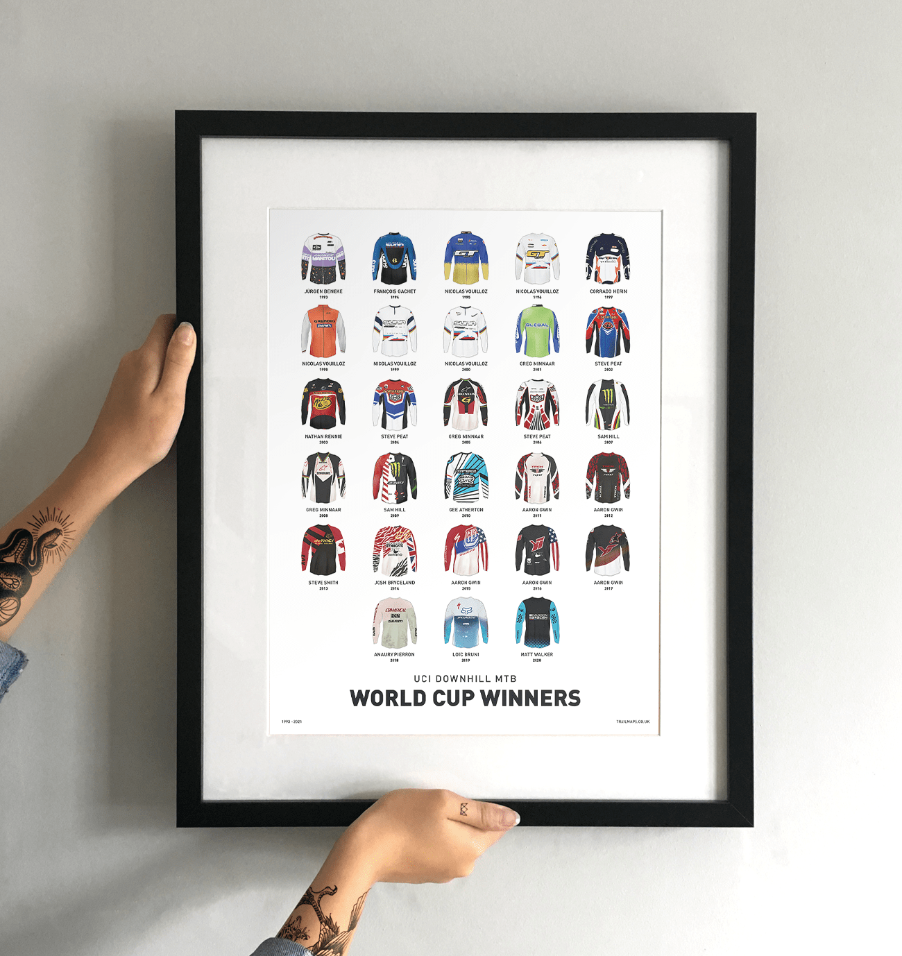 Weltcup-Abfahrtssieger-Kunstdruck – Weiß