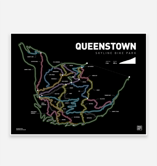 Queenstown Skyline Bike Park Art Print - TrailMaps.co.uk