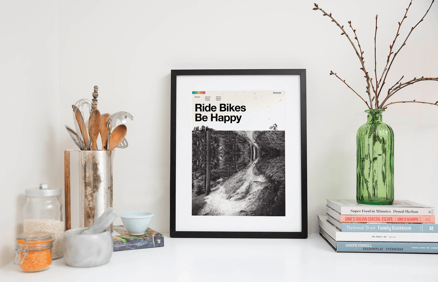 Ride Bikes Be Happy Art Print