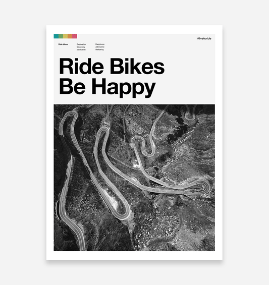 Road Cycling Art Print - Ride Bikes Be Happy