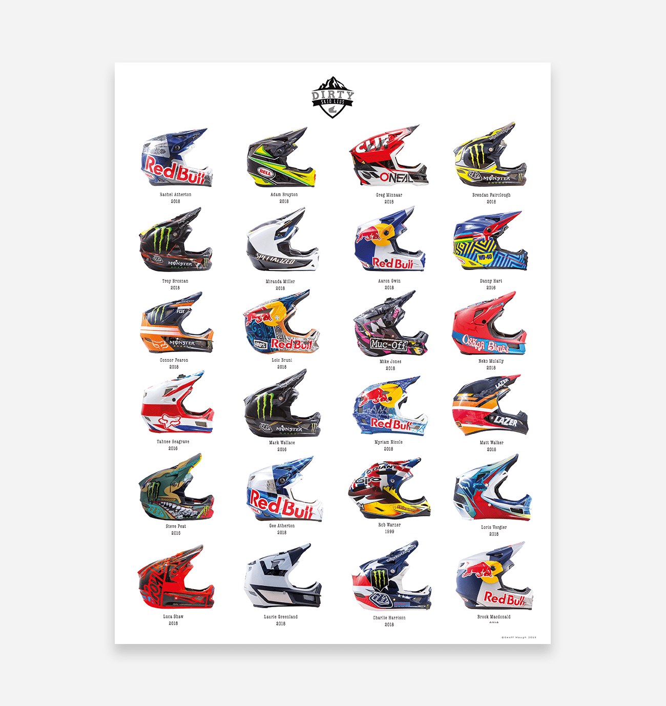 Skid Lids' Mountain Bike Helmets Art Print