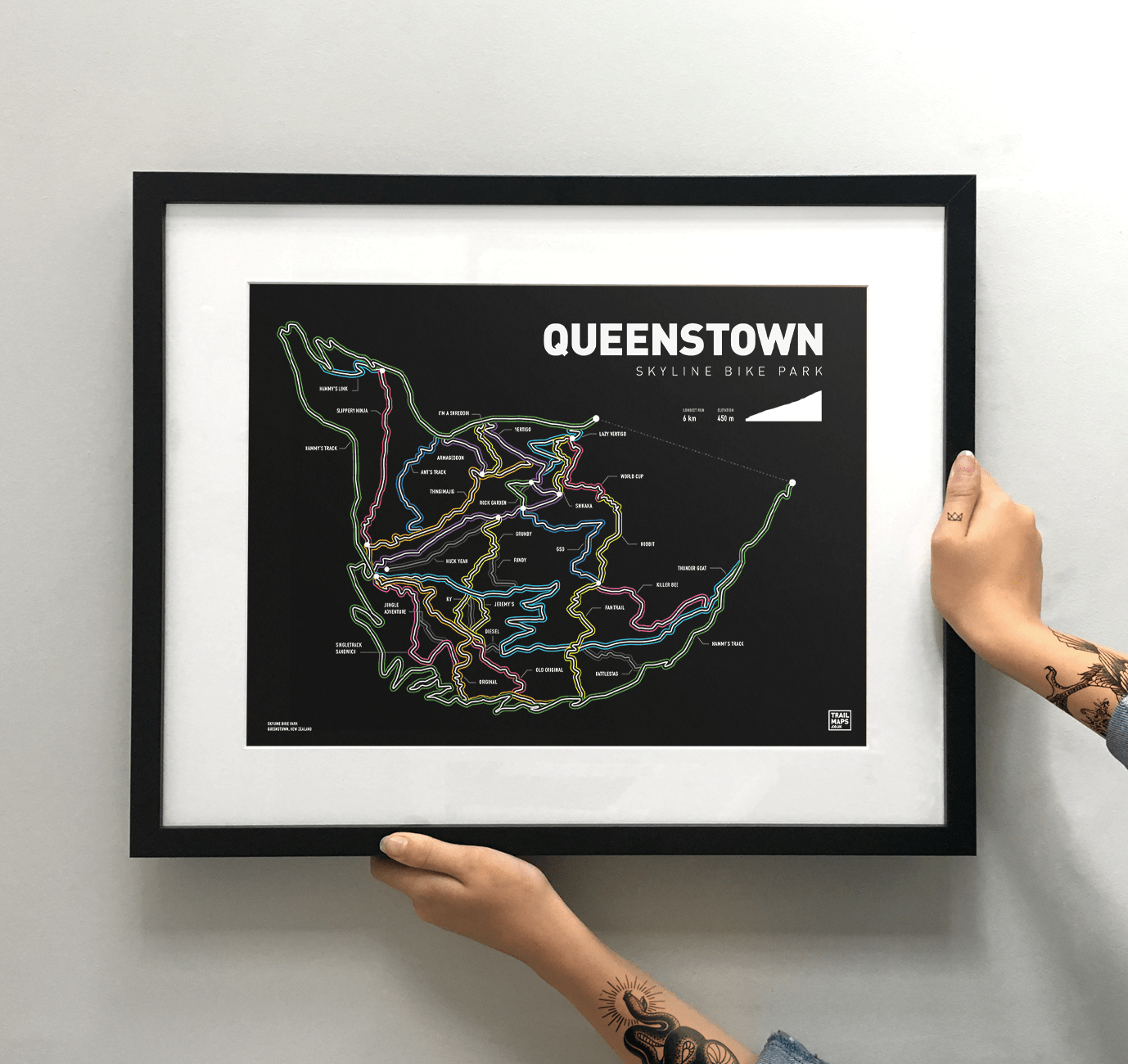 Queenstown Skyline Bike Park Art Print - TrailMaps.co.uk