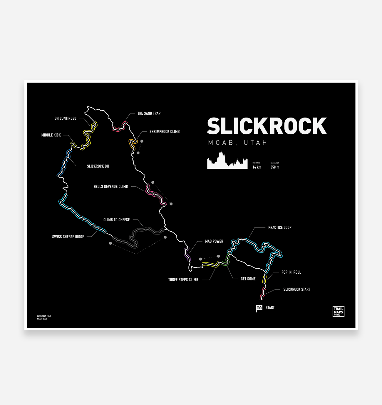 Slickrock Utah Art Print - TrailMaps.co.uk