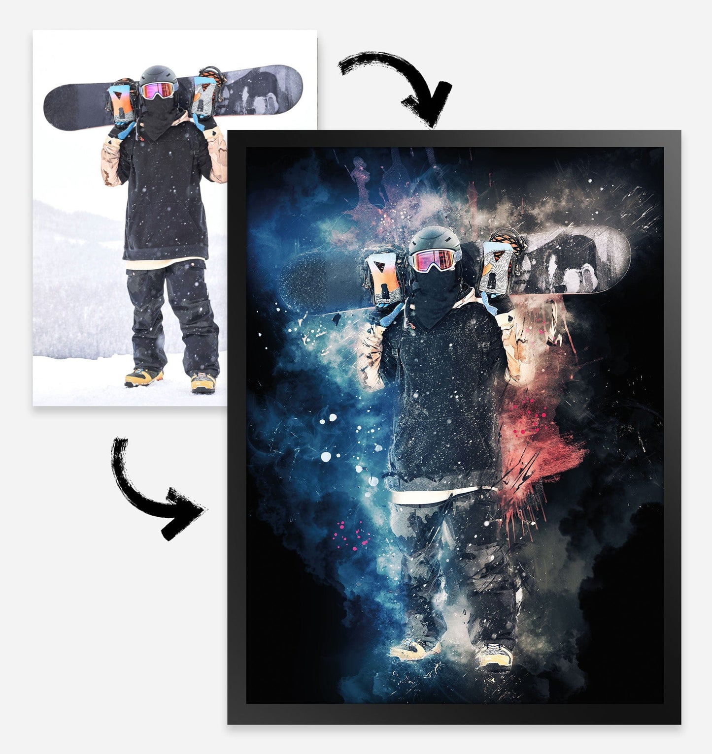 Snowboard or Ski Photo Retouch Artwork