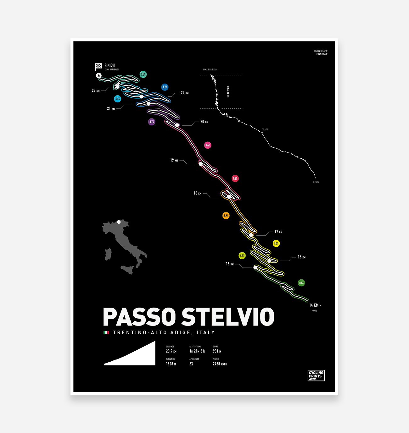 Stelvio Pass | Art Print - TrailMaps.co.uk