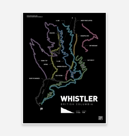 Whistler Bike Park Art Print - TrailMaps.co.uk