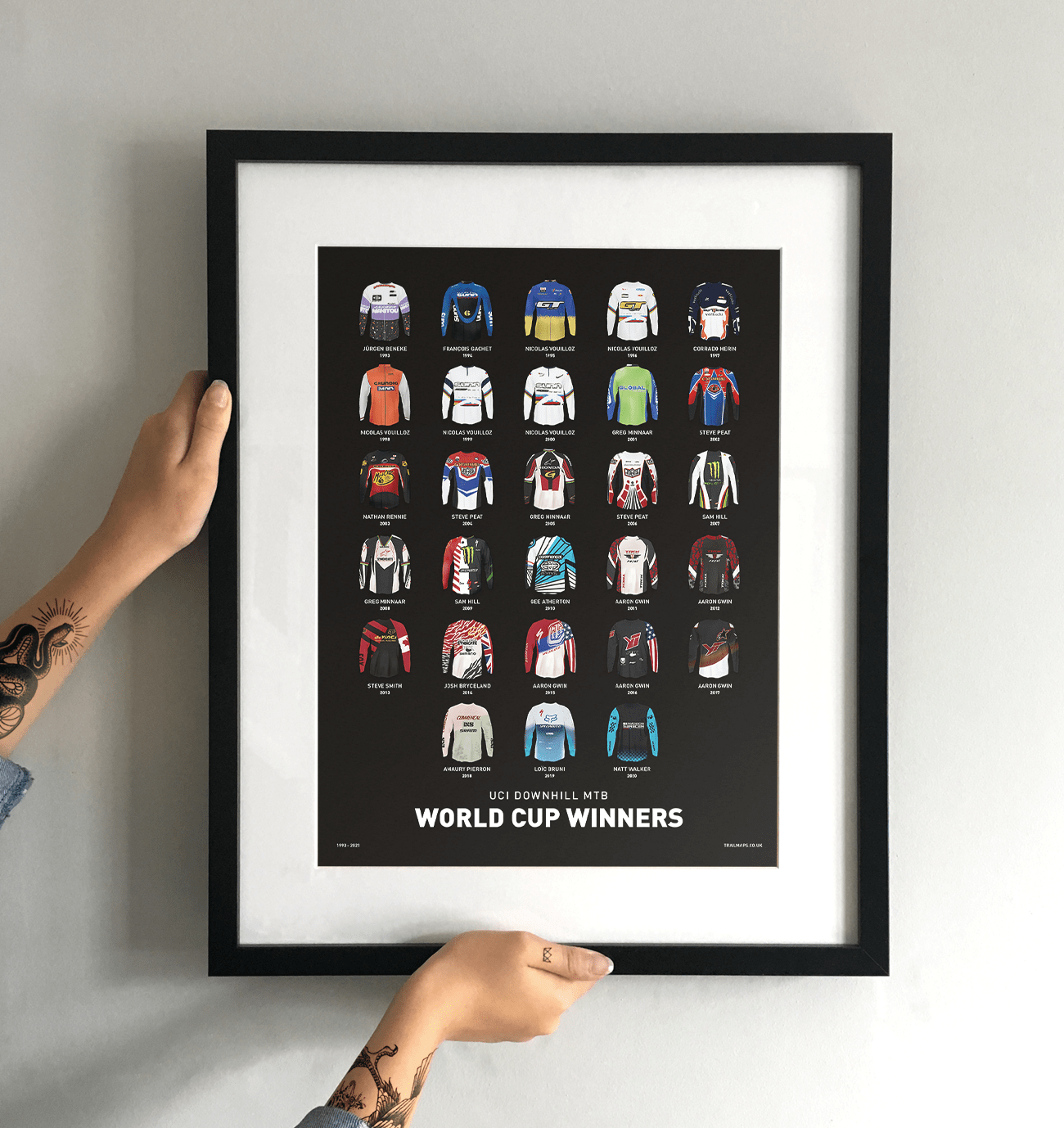 World Cup Downhill Winners Art Print - Black