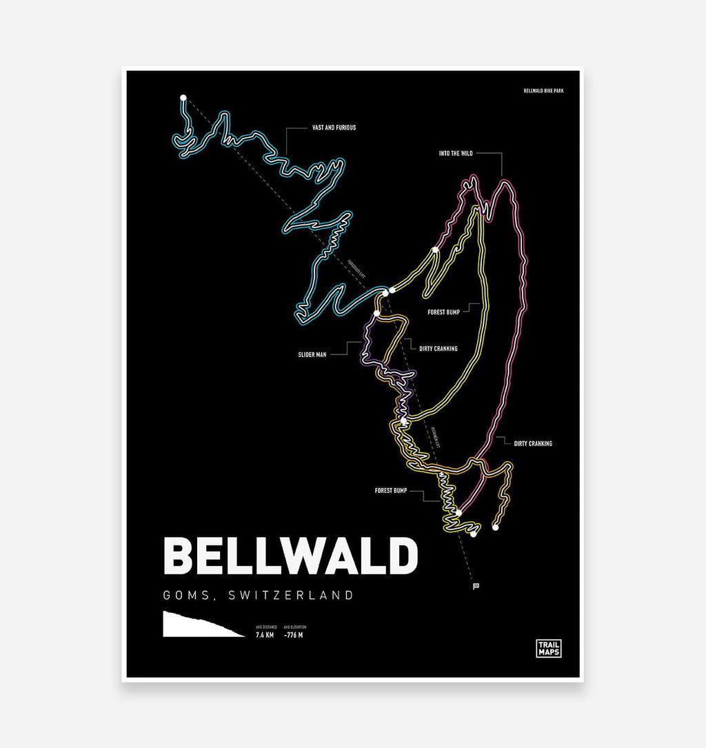 Bellwald Mountain Bike Art Print - TrailMaps