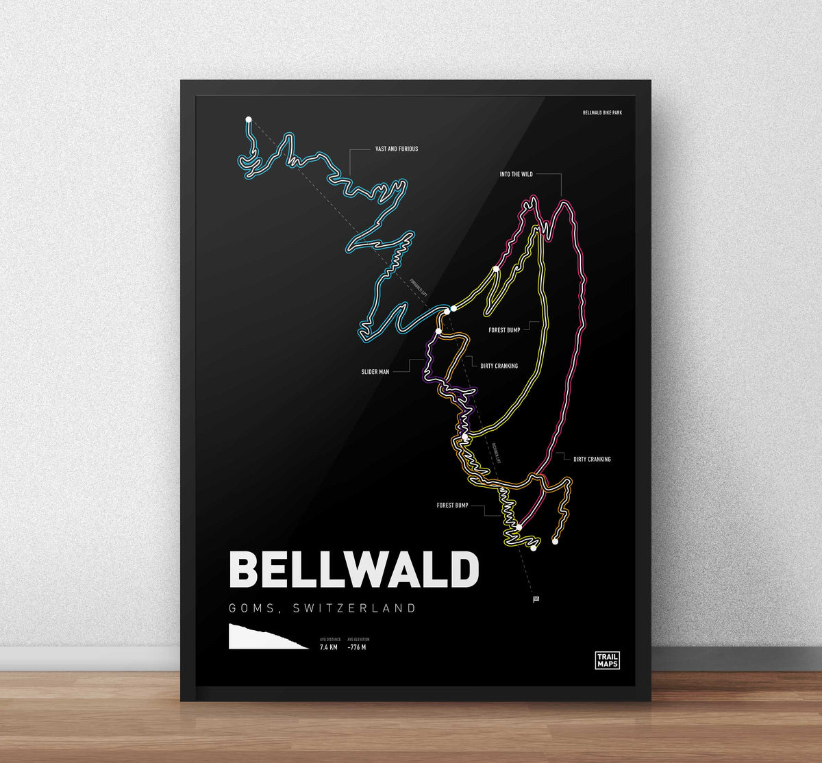 Bellwald Mountain Bike Art Print - TrailMaps