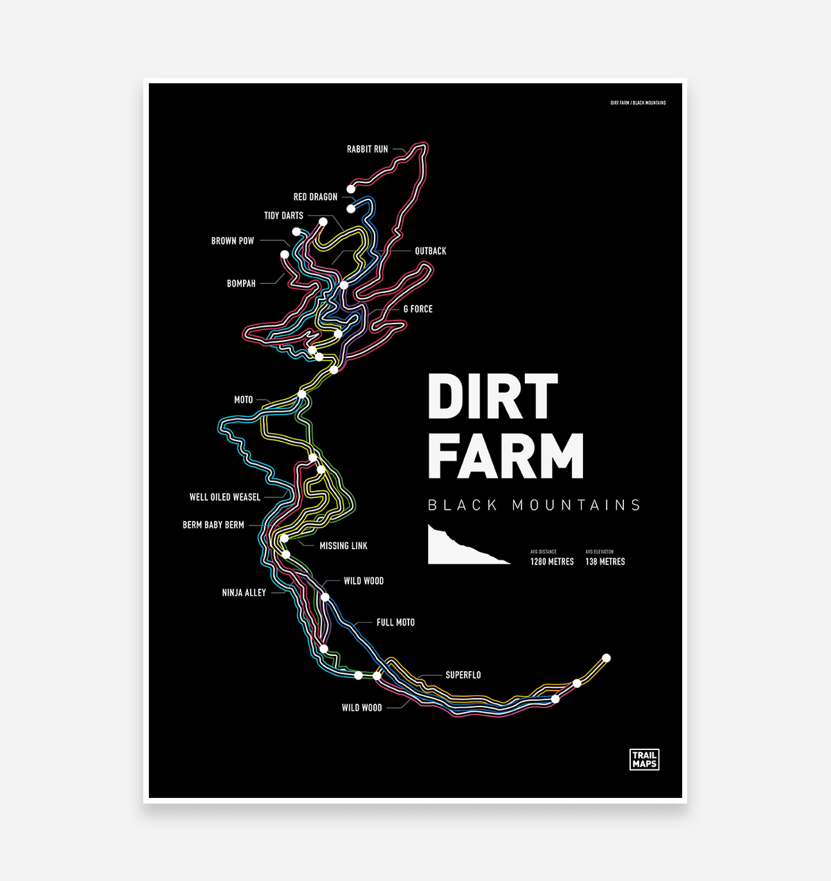Dirt Farm Black Mountains Art Print - TrailMaps