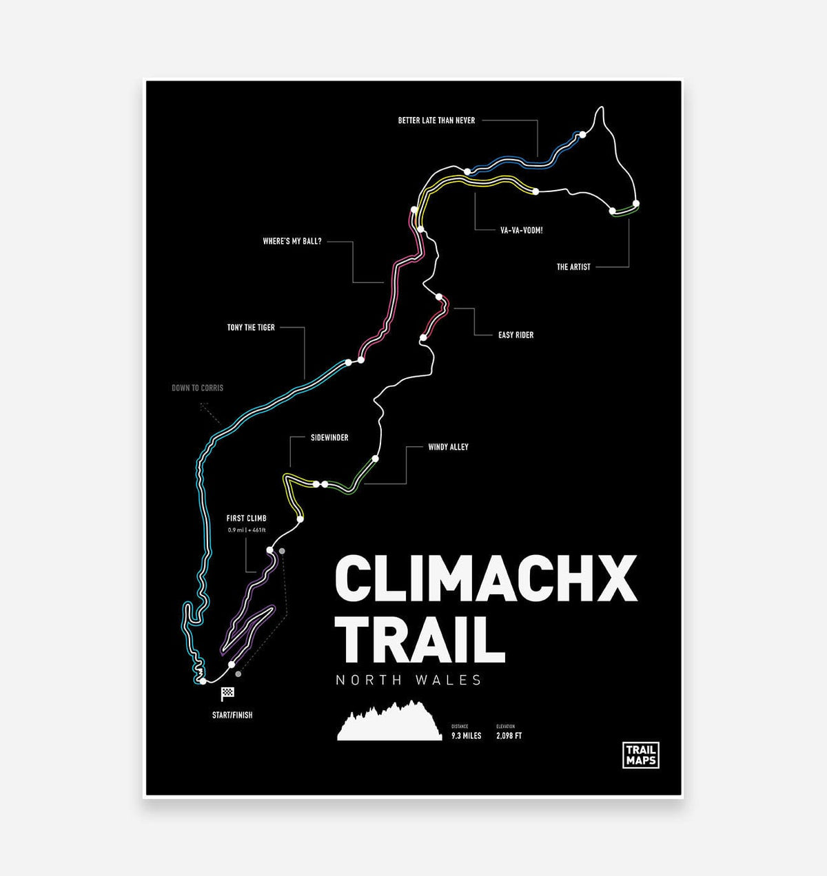 ClimachX Trail Mountain Bike Art Print - TrailMaps
