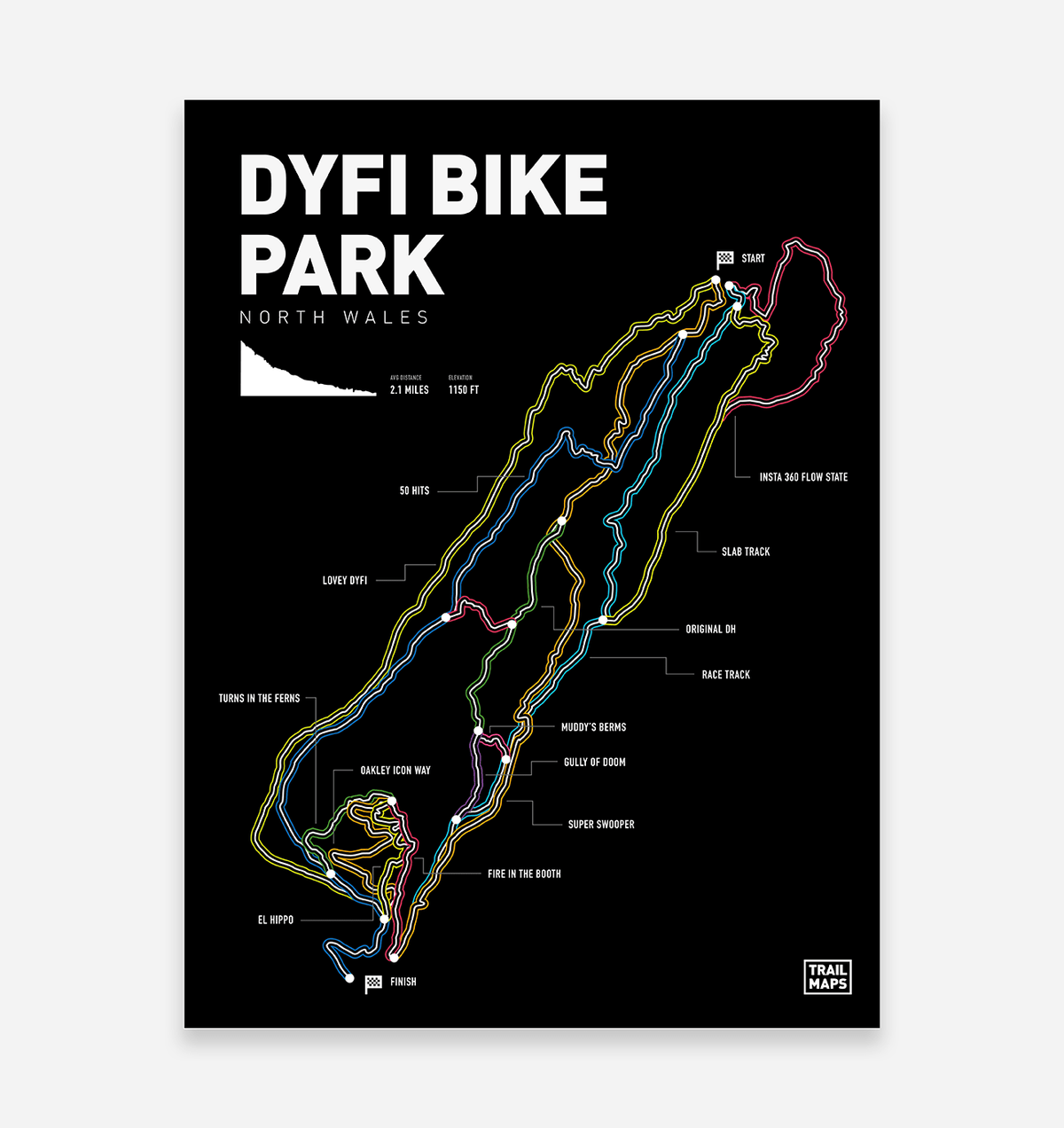 Dyfi Bike Park Art Print - TrailMaps