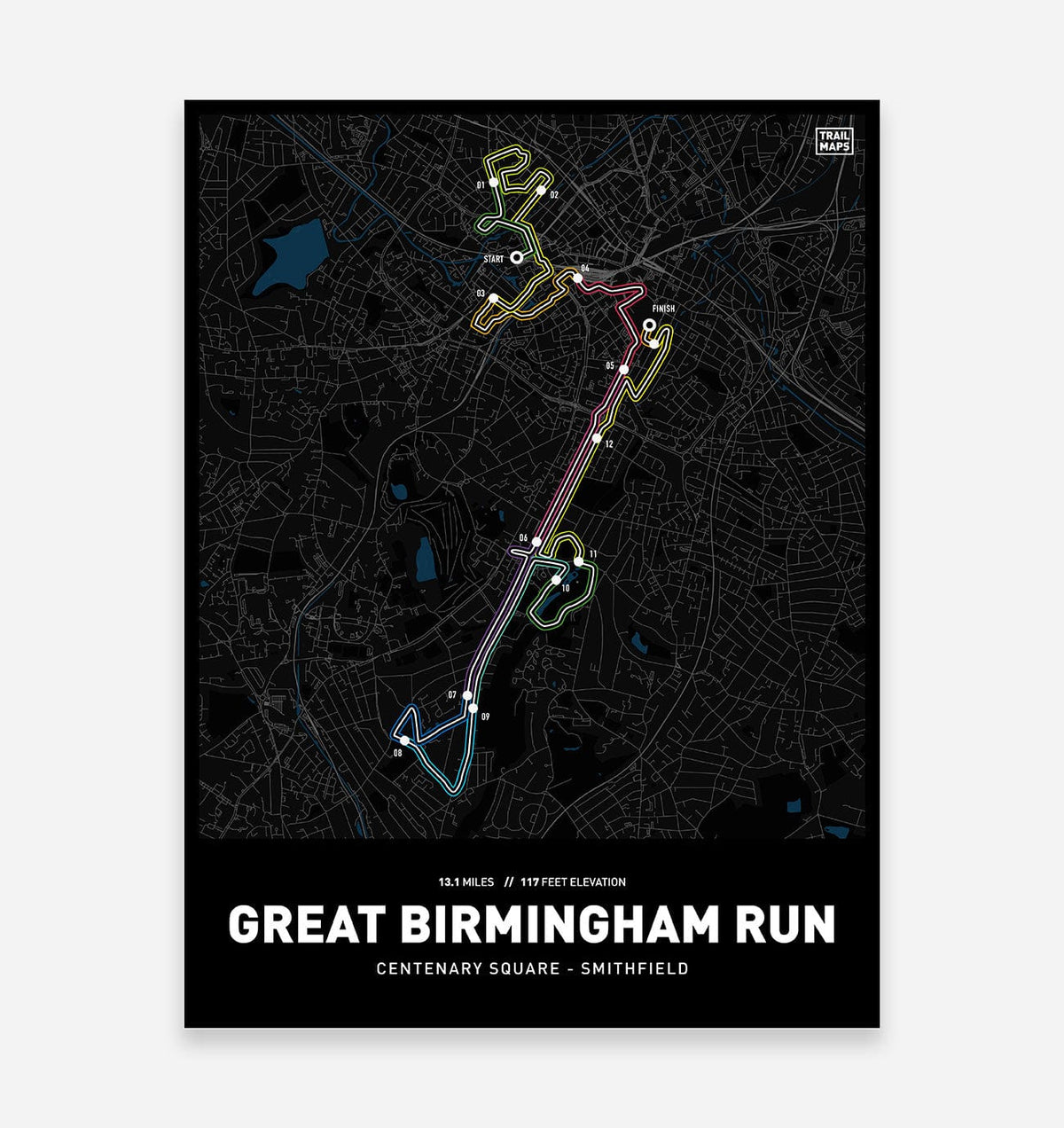 Great Birmingham Run Personalised Art Print - TrailMaps