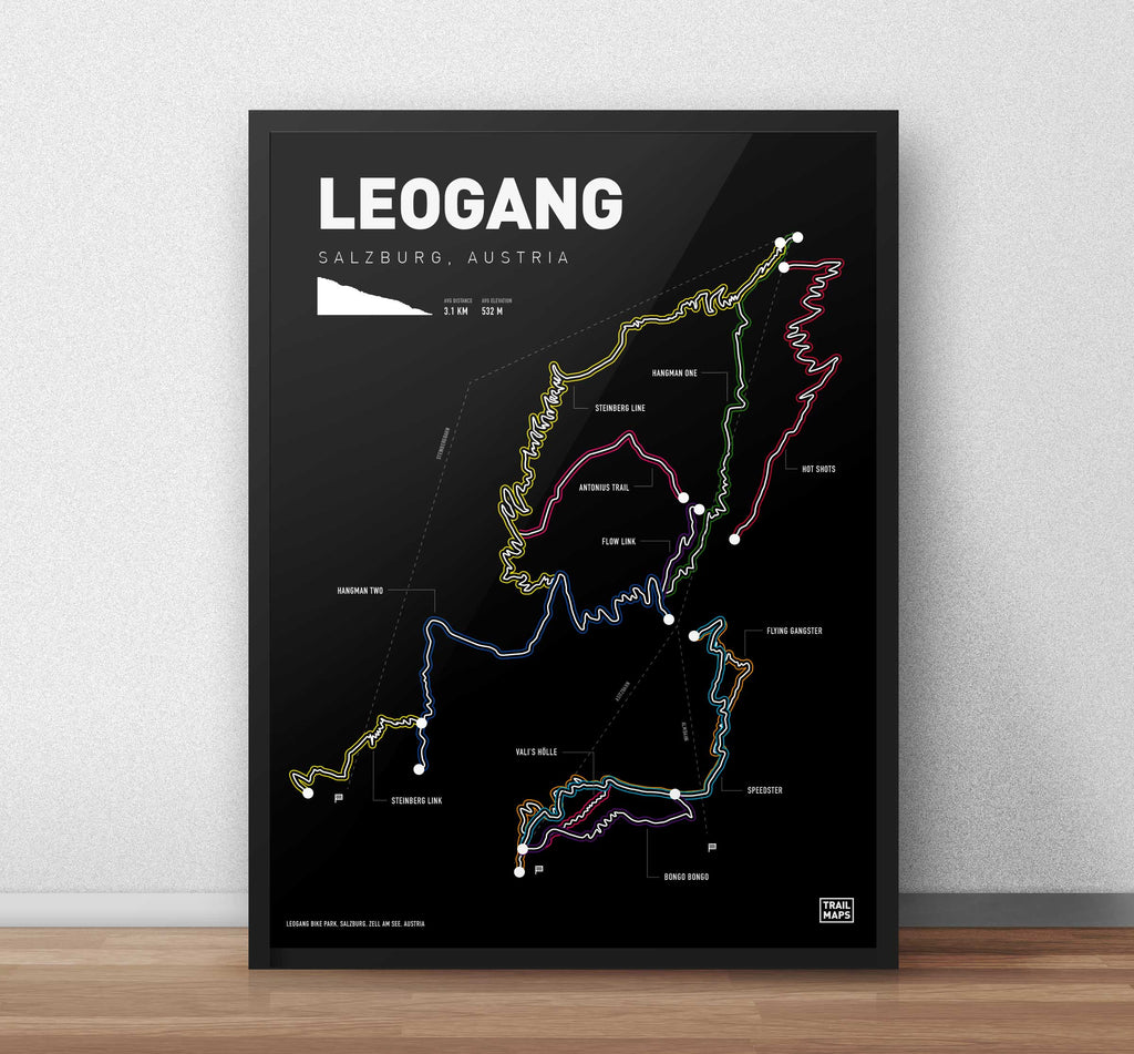 Leogang Saalbach Bike Park Art Print - TrailMaps
