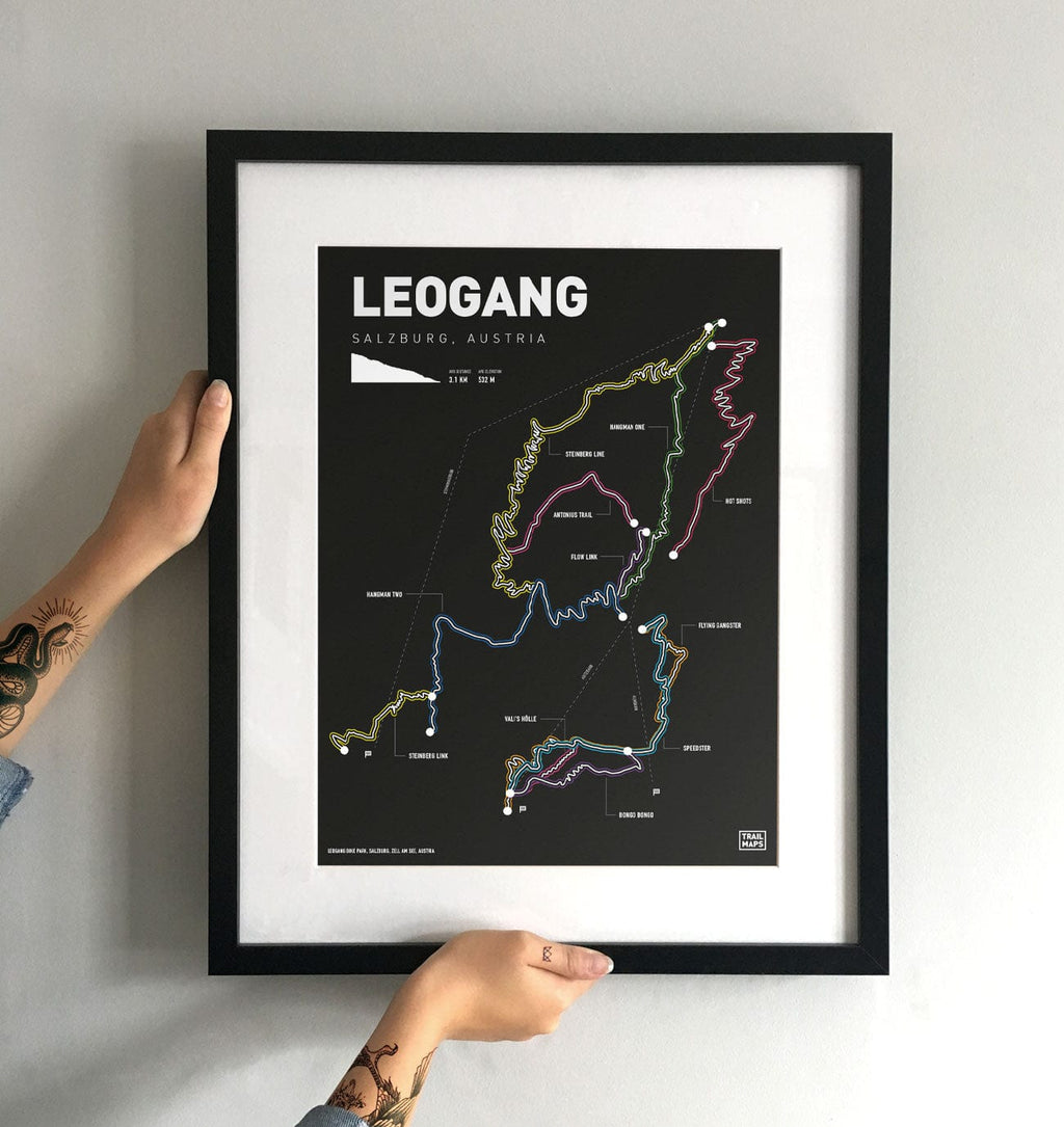 Leogang Saalbach Bike Park Art Print - TrailMaps