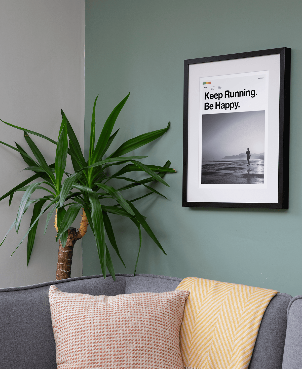 Keep Running Be Happy - Art Print for Runners - TrailMaps