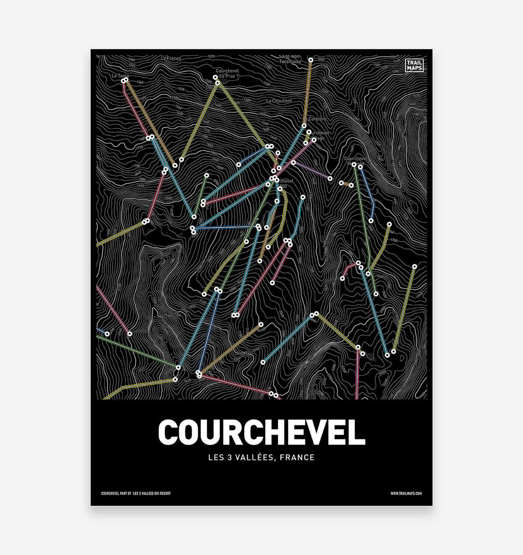 Courchevel Ski Lifts Art Print - TrailMaps
