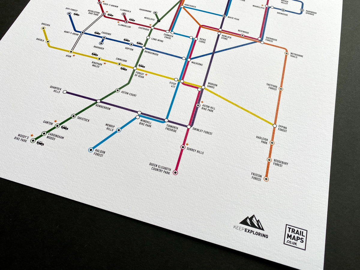 Mountain Bike Map of Britain - White - TrailMaps