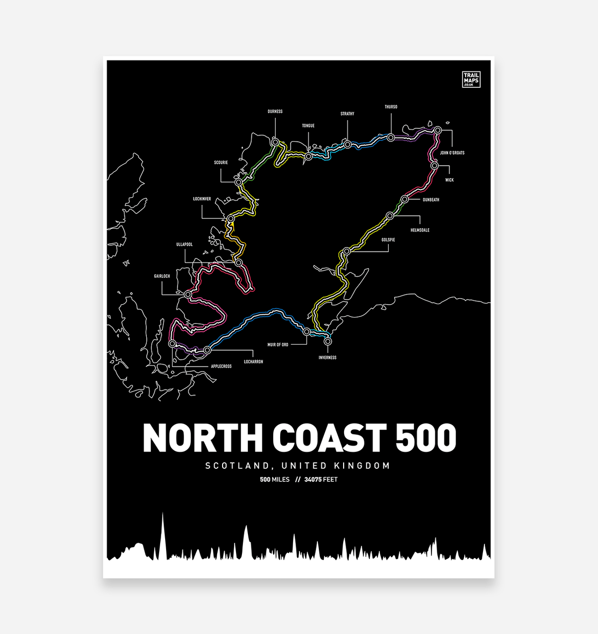 North Coast 500 Art Print TrailMaps