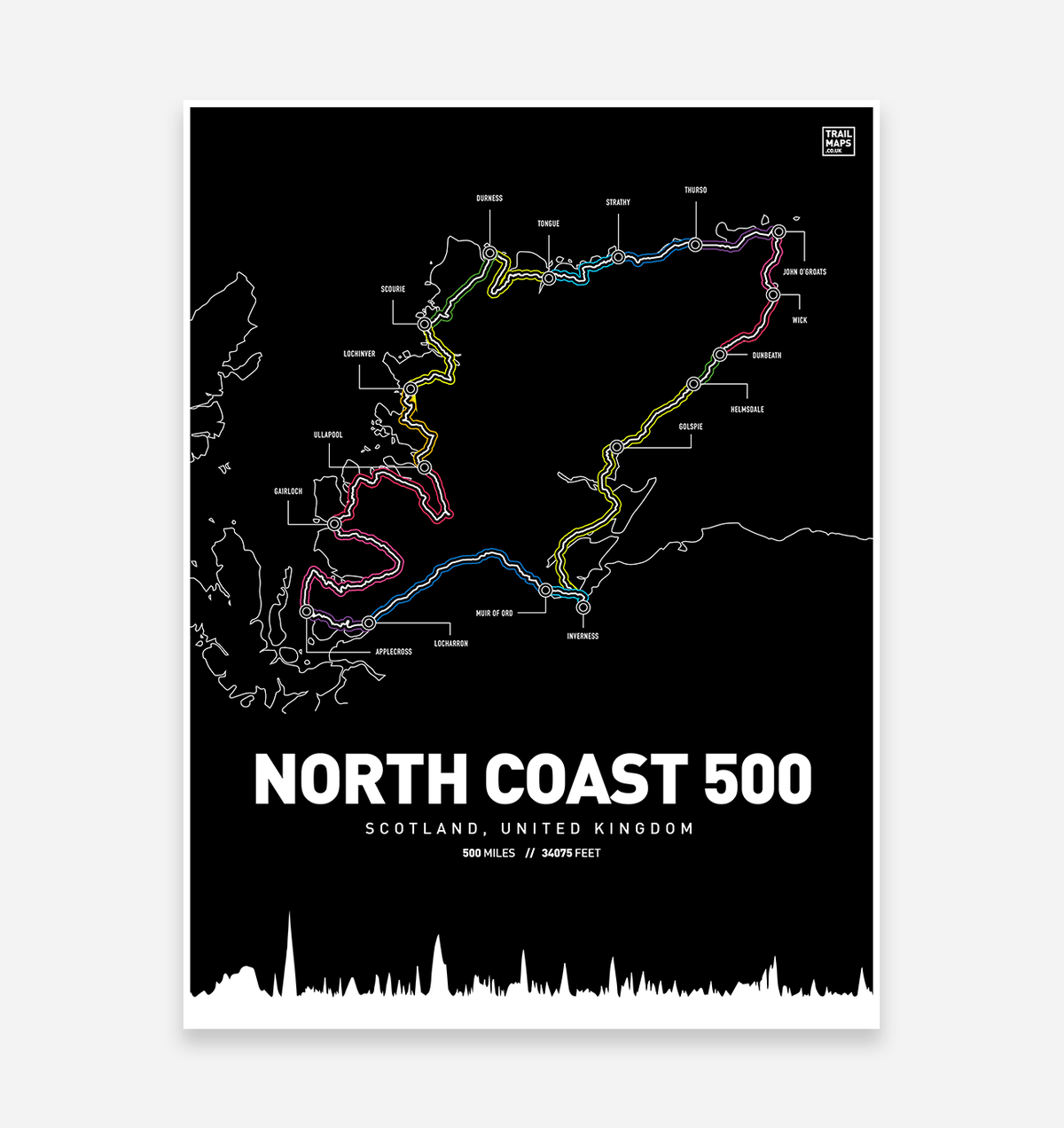 North Coast 500 Art Print - TrailMaps