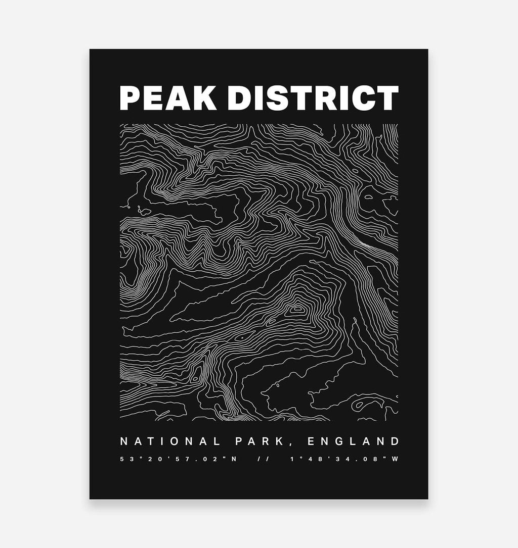 Peak District Contours Art Print - TrailMaps