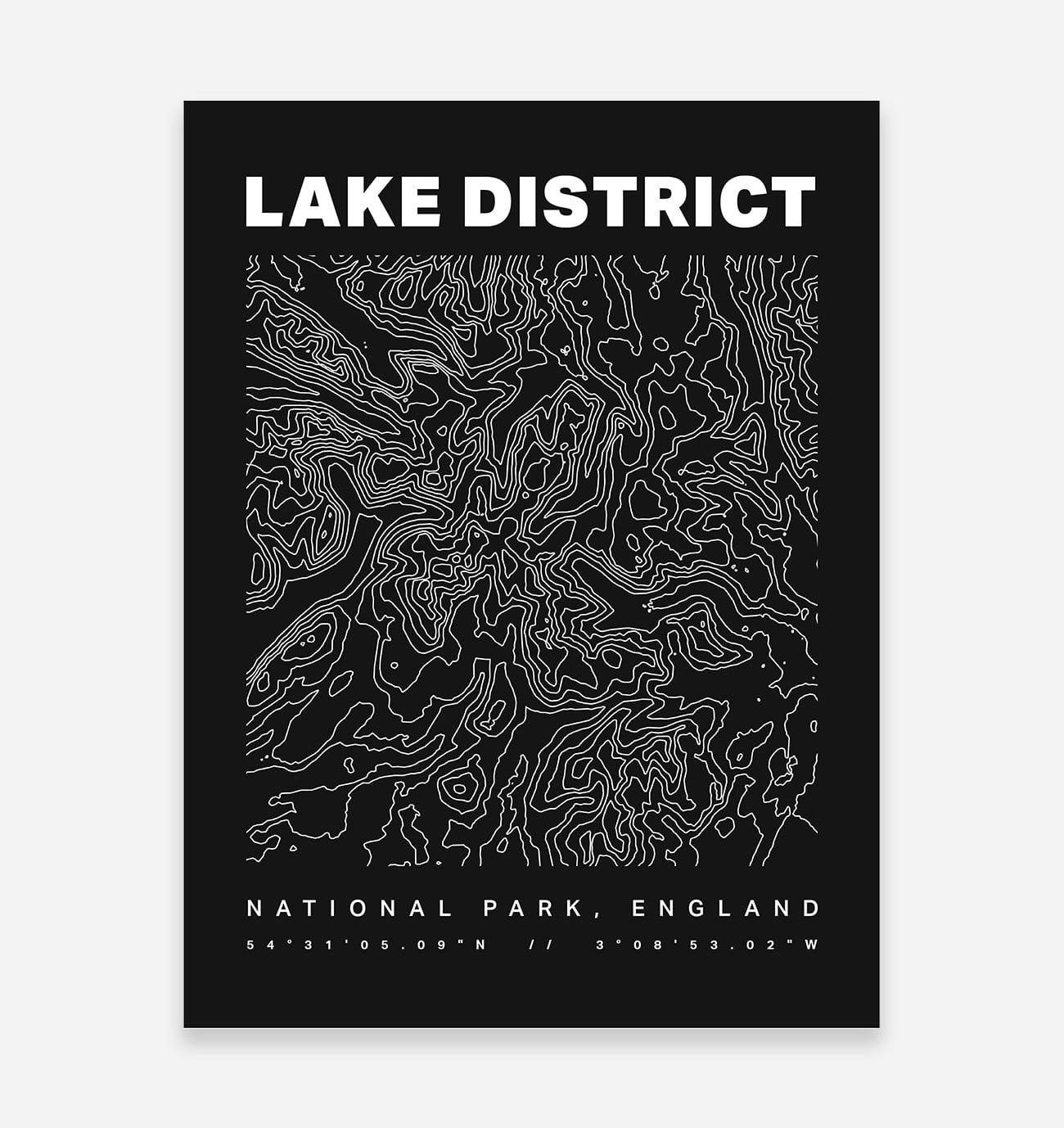 Lake District National Park Contours Art Print