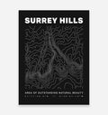 Surrey Hills AONB Contours Art Print - TrailMaps