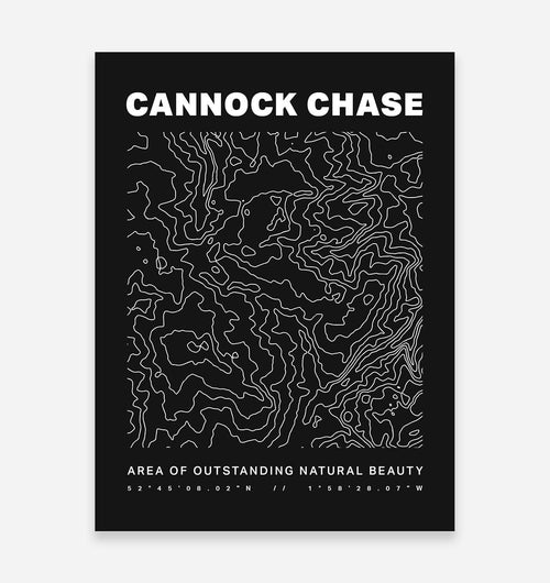 Cannock Chase Contours Art Print - TrailMaps