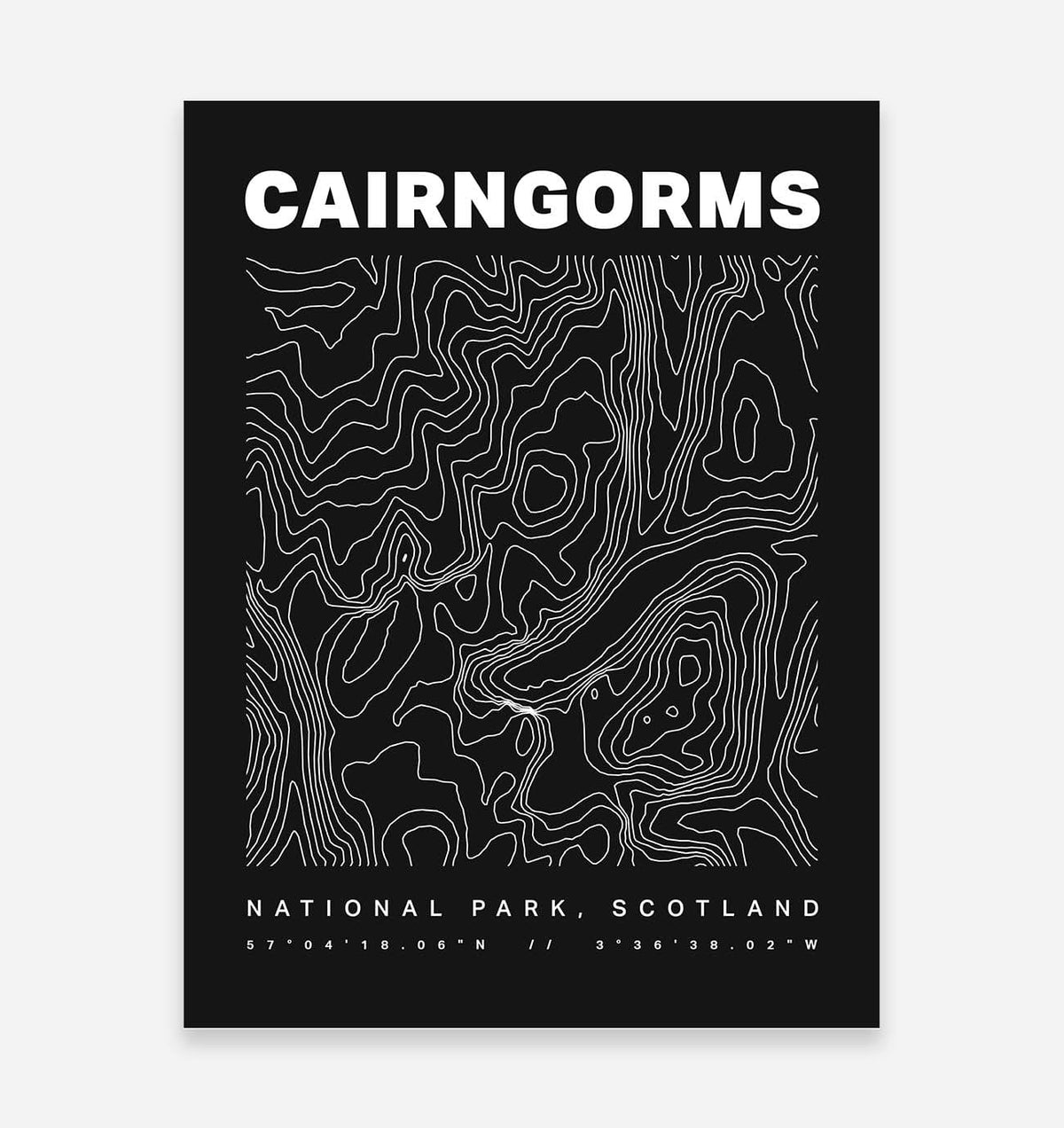 Cairngorms National Park Contours Art Print - TrailMaps