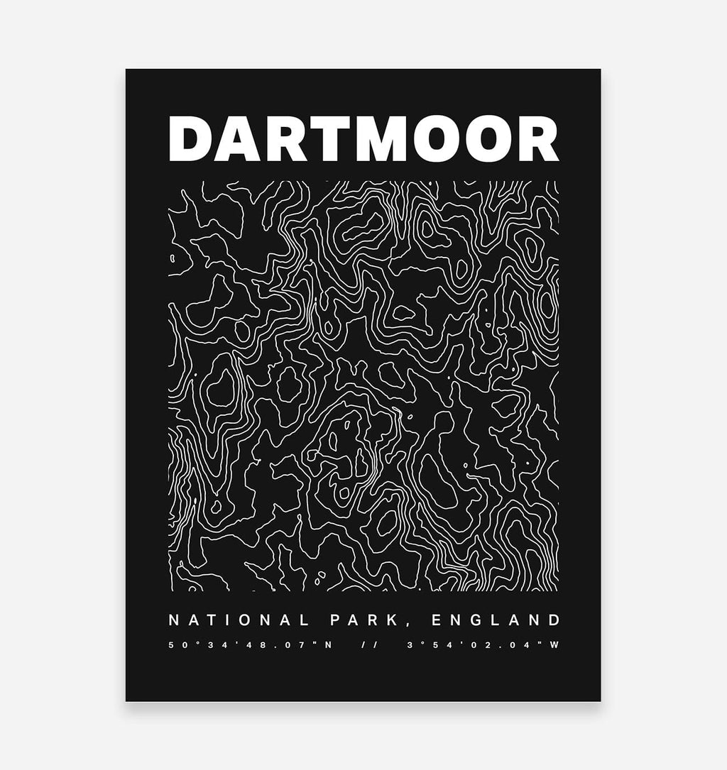 Dartmoor National Park Contours Art Print - TrailMaps