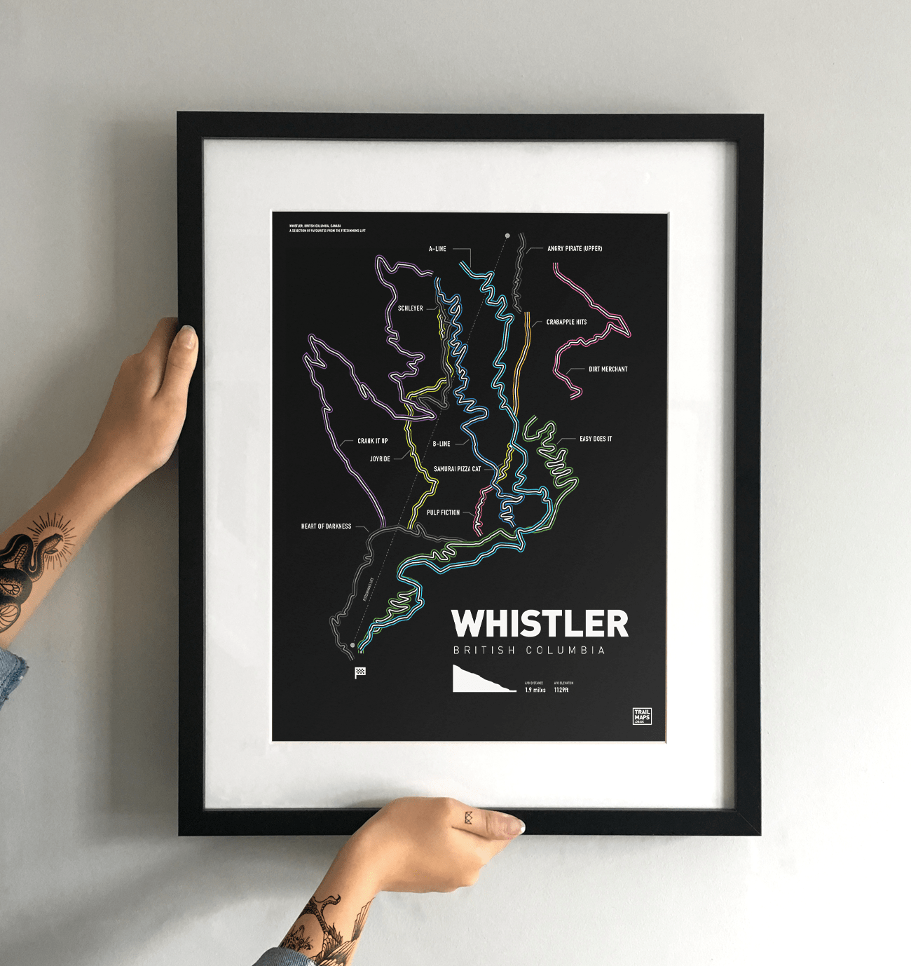 Whistler Bike Park Art Print - TrailMaps.co.uk