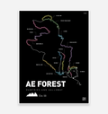 Ae Forest Mountain Bike Trail Art Print - TrailMaps