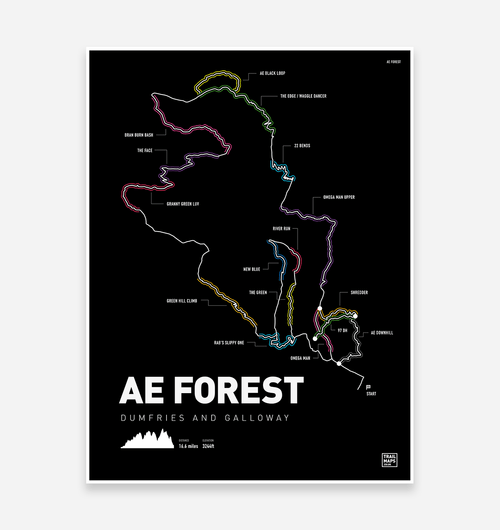 Ae Forest Mountain Bike Trail Art Print - TrailMaps