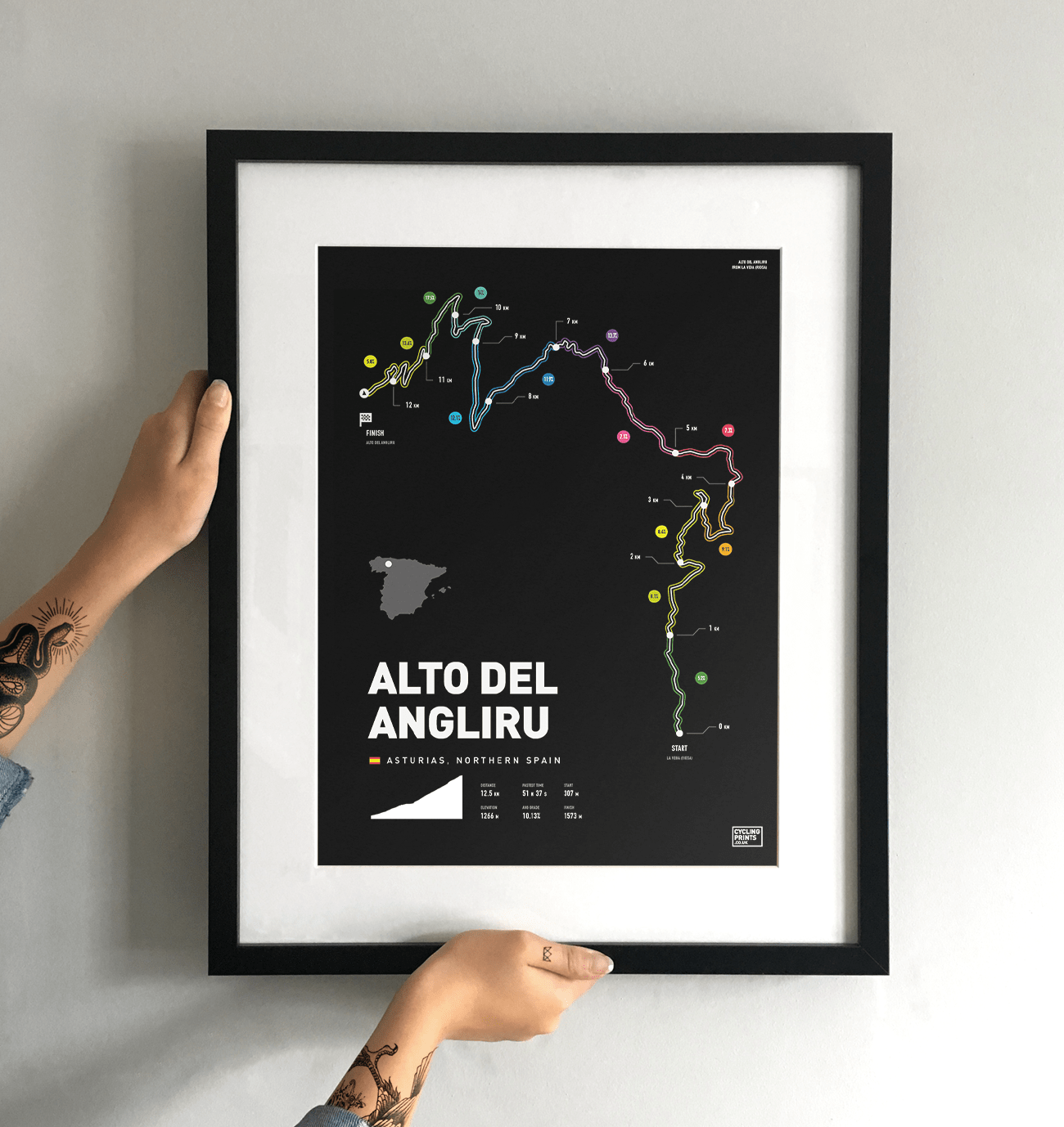 Alto Del Angliru Art Print - TrailMaps.co.uk