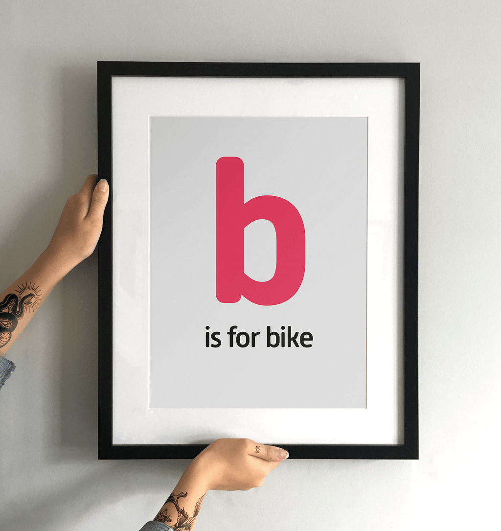 B is for Bike Art Print - TrailMaps.co.uk