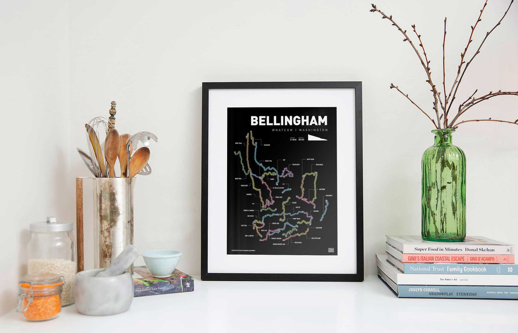 Bellingham Washington Mountain Bike Art Print - TrailMaps