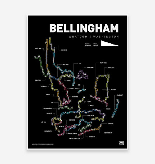 Bellingham Washington Mountain Bike Art Print - TrailMaps